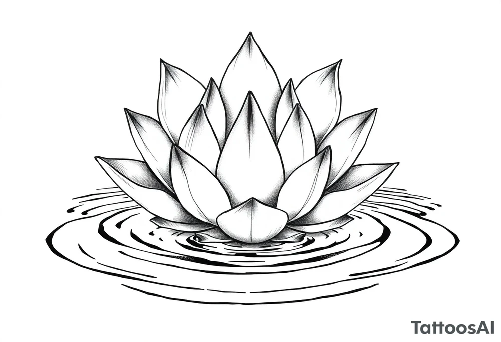 serene lotus flower emerging from sacred waters with ripples tattoo idea