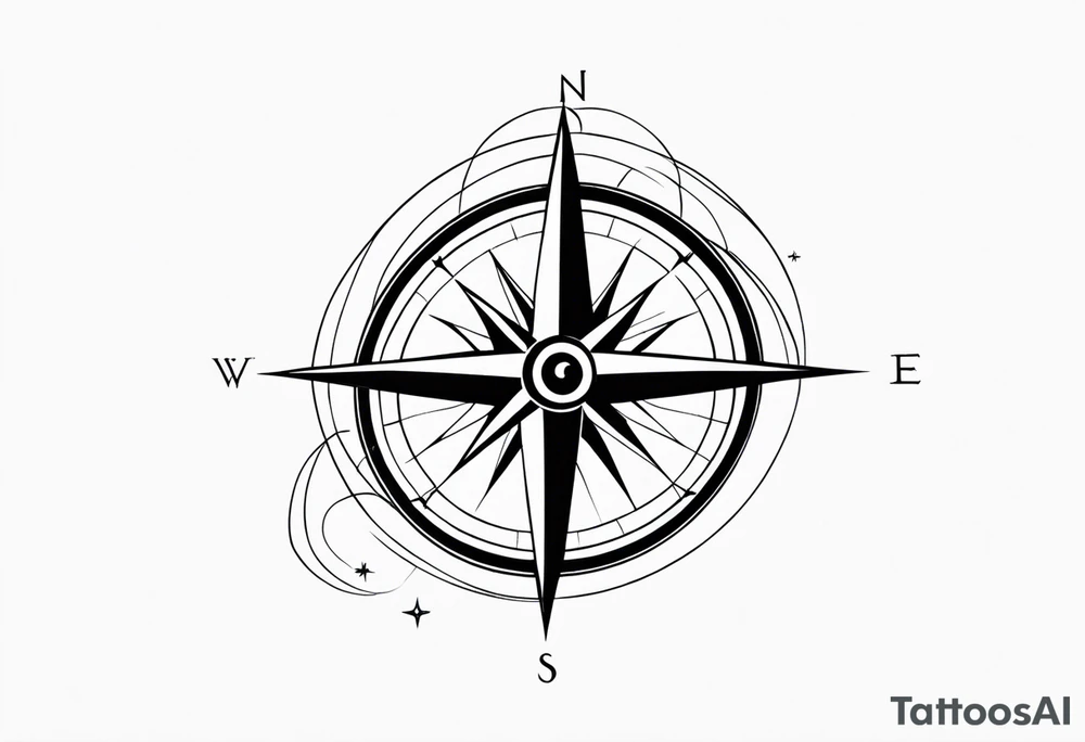 Compass, ocean on mid back tattoo idea