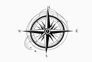Compass, ocean on mid back tattoo idea