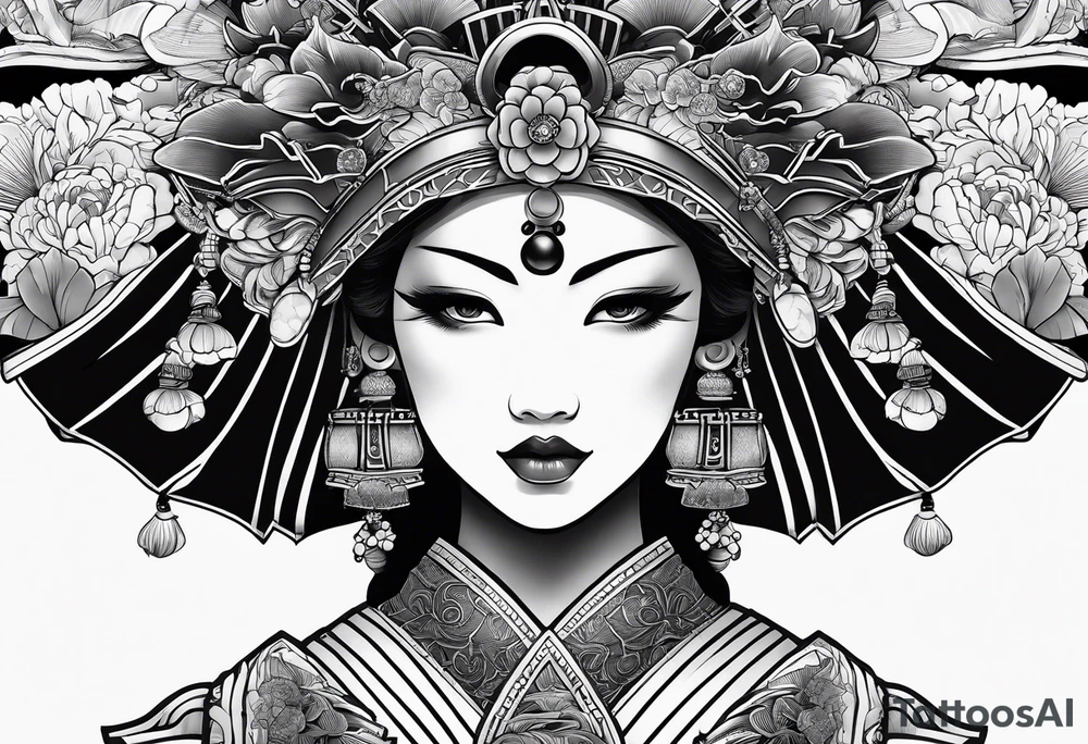 Basic all Black Japanese fan tattoo idea