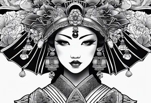 Basic all Black Japanese fan tattoo idea
