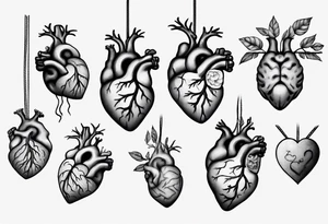 Anatomical heart on a string, anatomical brain on a string tattoo idea