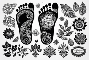 Baby foot prints with the name Tylen tattoo idea