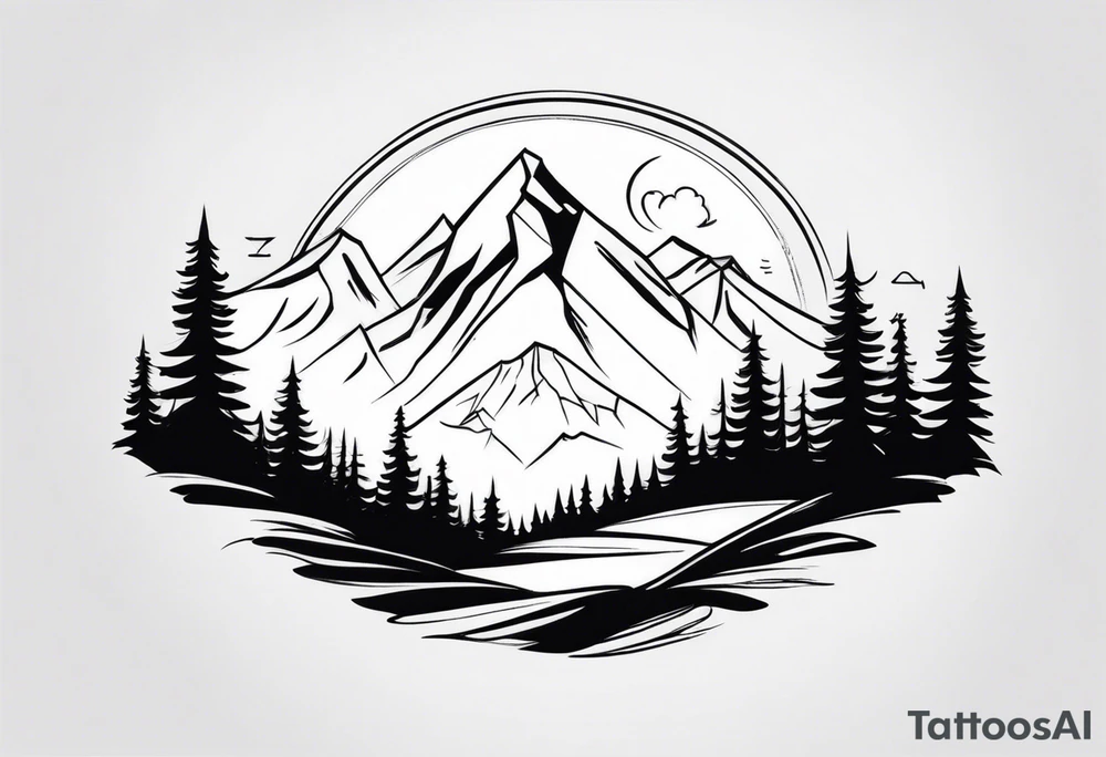 Features mountains along the shaft tattoo idea