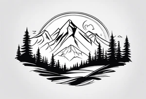 Features mountains along the shaft tattoo idea