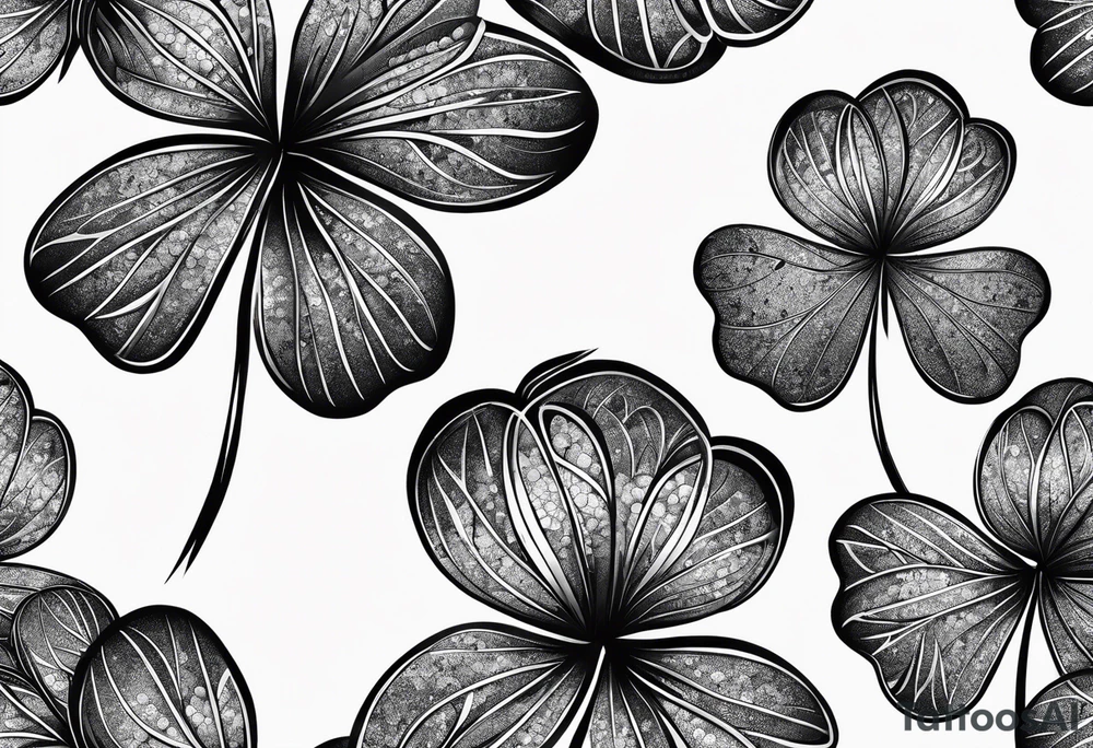 3 leaf clover with letters G T and JK in each leaf tattoo idea