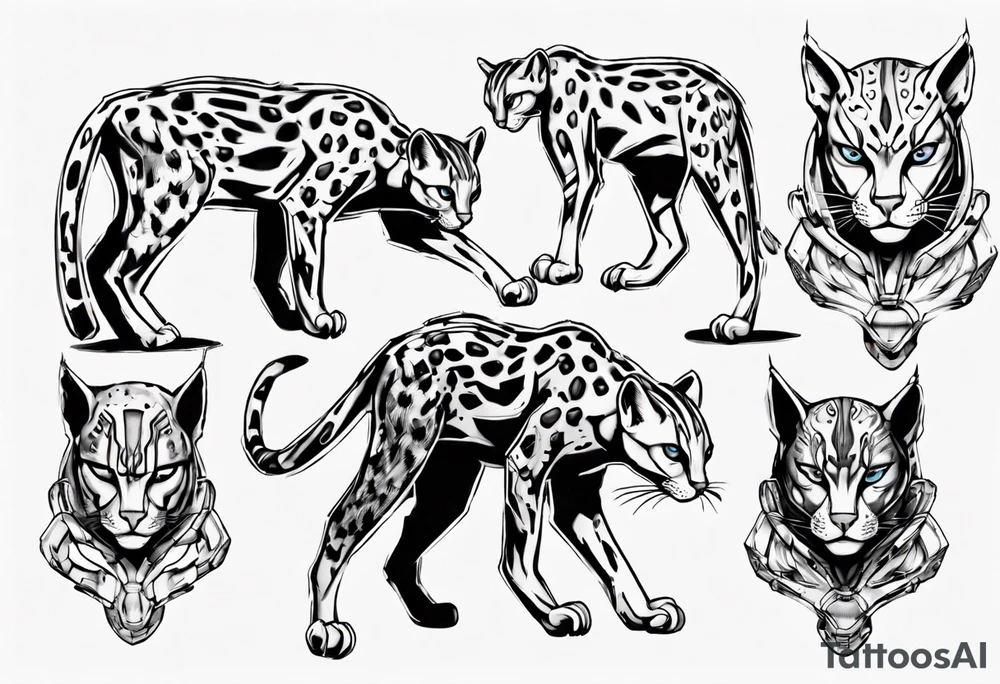 cybernetic ocelot tattoo idea