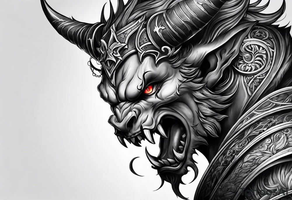 Demon forearm tattoo idea