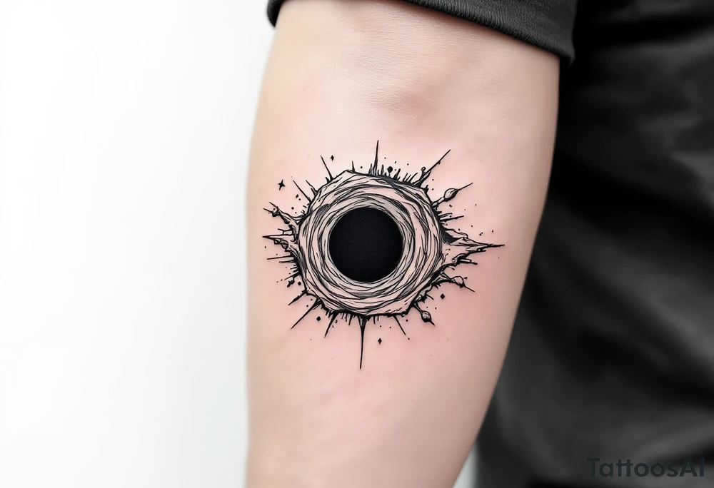 2 different worlds on both sides of a black hole tattoo idea