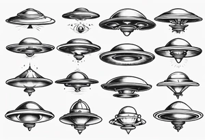 Sketch style flying saucer tattoo idea