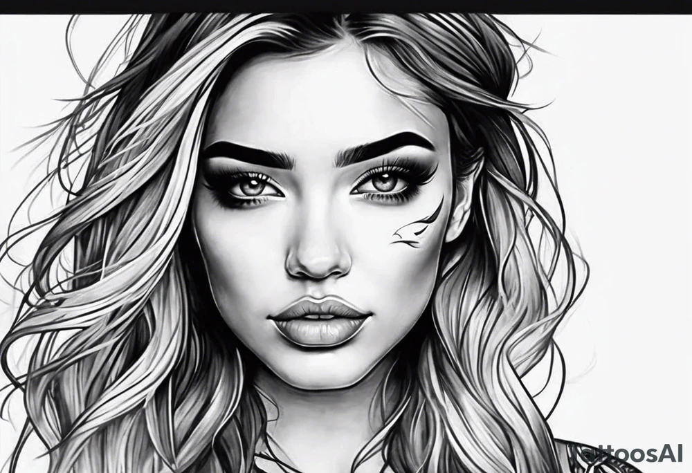 Girl where half the face is happy and half the face is sad tattoo idea