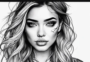 Girl where half the face is happy and half the face is sad tattoo idea