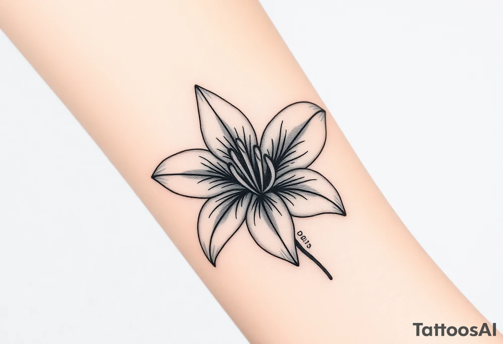 Hybrid flower lily with the date since 2015 tattoo idea