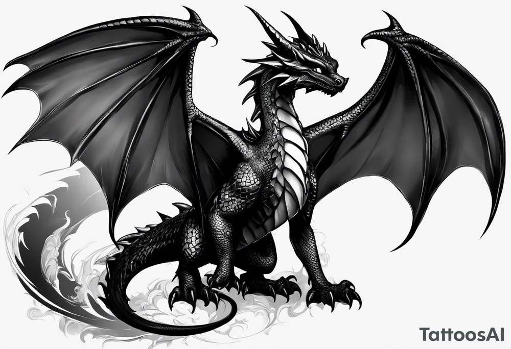 i want the tattoo on my upper back an i want it to be of toothless the dragon but realistic and i want the wings to be spread like on my traps. tattoo idea