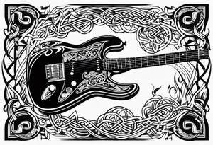 Celtic knot electric guitar on fire tattoo idea