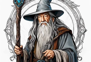 Gandalf with Santiago cross tattoo idea