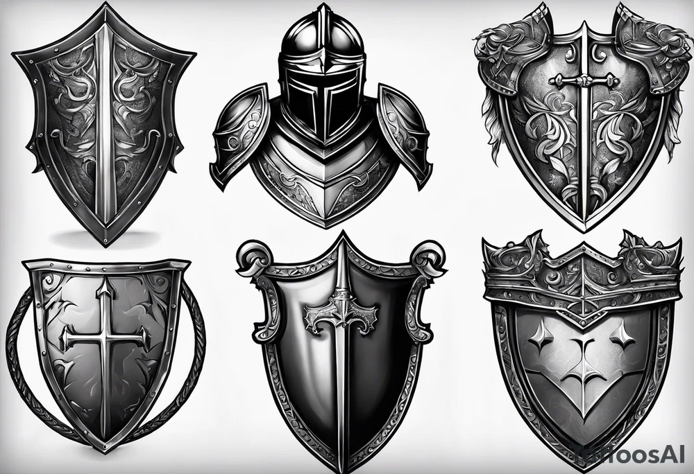 knight heavy armor and shield tattoo idea