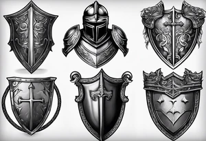 knight heavy armor and shield tattoo idea