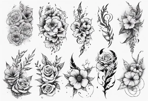half sleeve with small flowers tattoo idea
