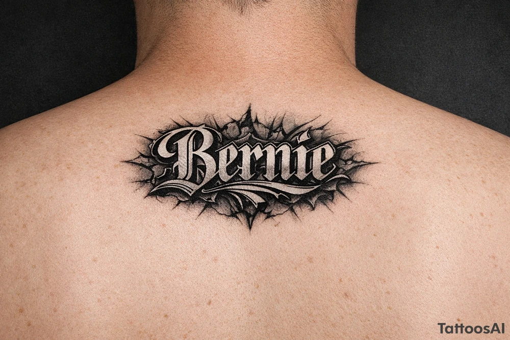 Name Bernie 
in front of neck tattoo idea