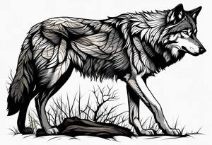 Forest in wolf body tattoo idea