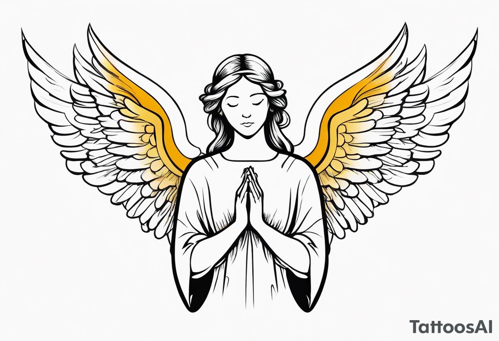 Angel with prayer hands tattoo idea