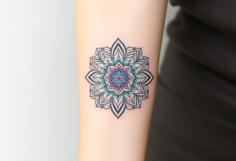 intricate mandala with sacred geometry and cosmic elements tattoo idea