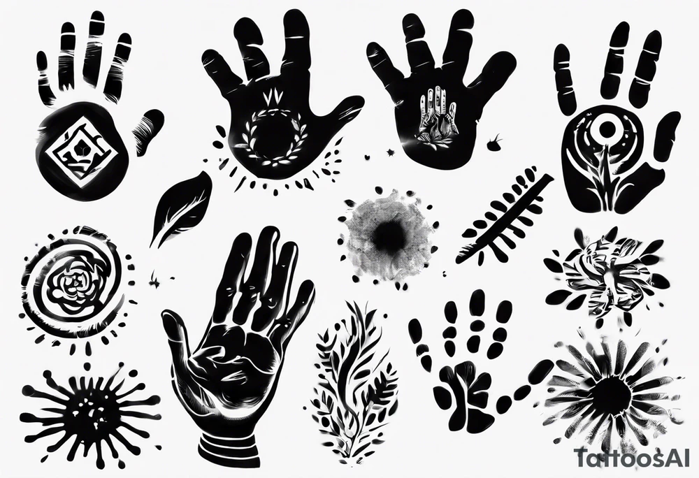 Handprint with words “Everything is Quiet Now” tattoo idea