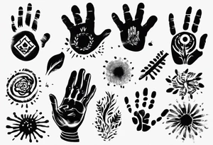 Handprint with words “Everything is Quiet Now” tattoo idea