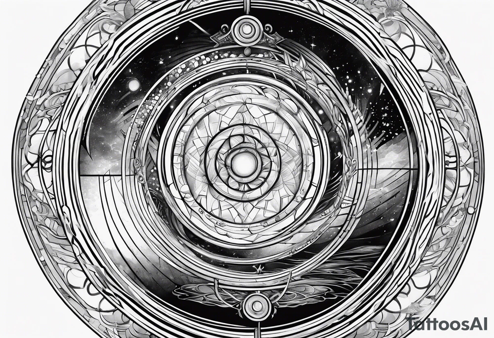 Tardis entering vortex with three gallifrayen circles behind tattoo idea