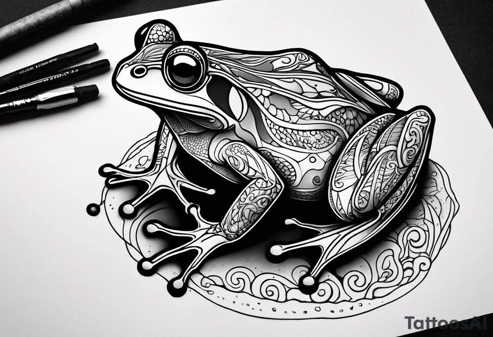 a psychedelic frog tattoo idea