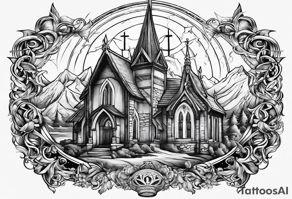 Valhalla word church tattoo idea