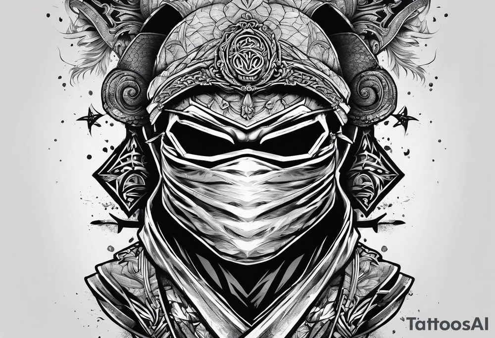the letters A W R in the middle of a ninja headband tattoo idea