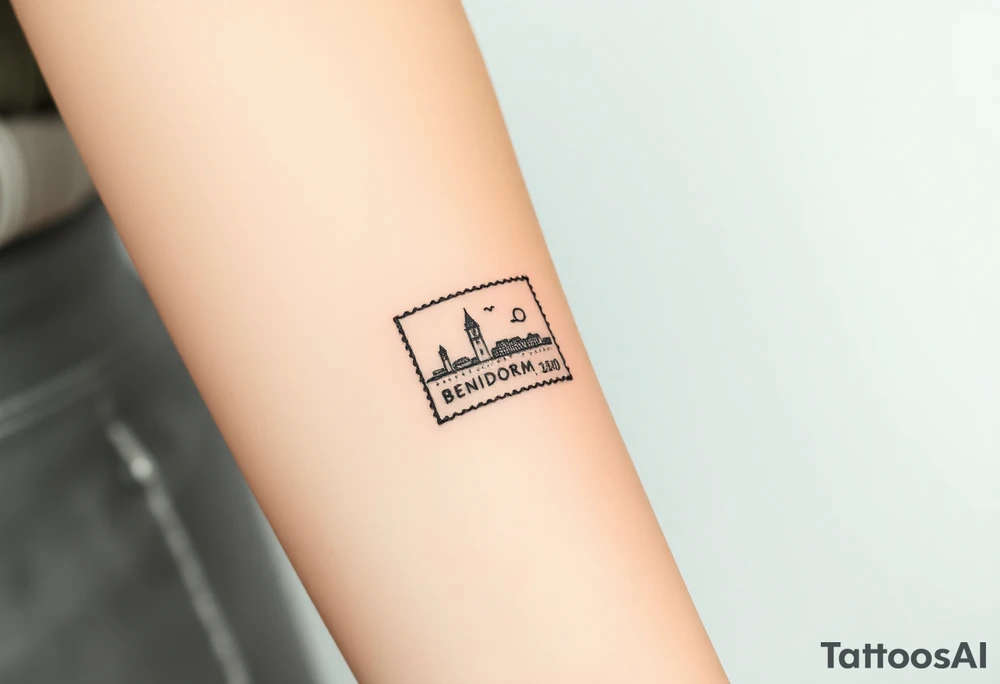 A postage stamp of Benidorm tattoo idea