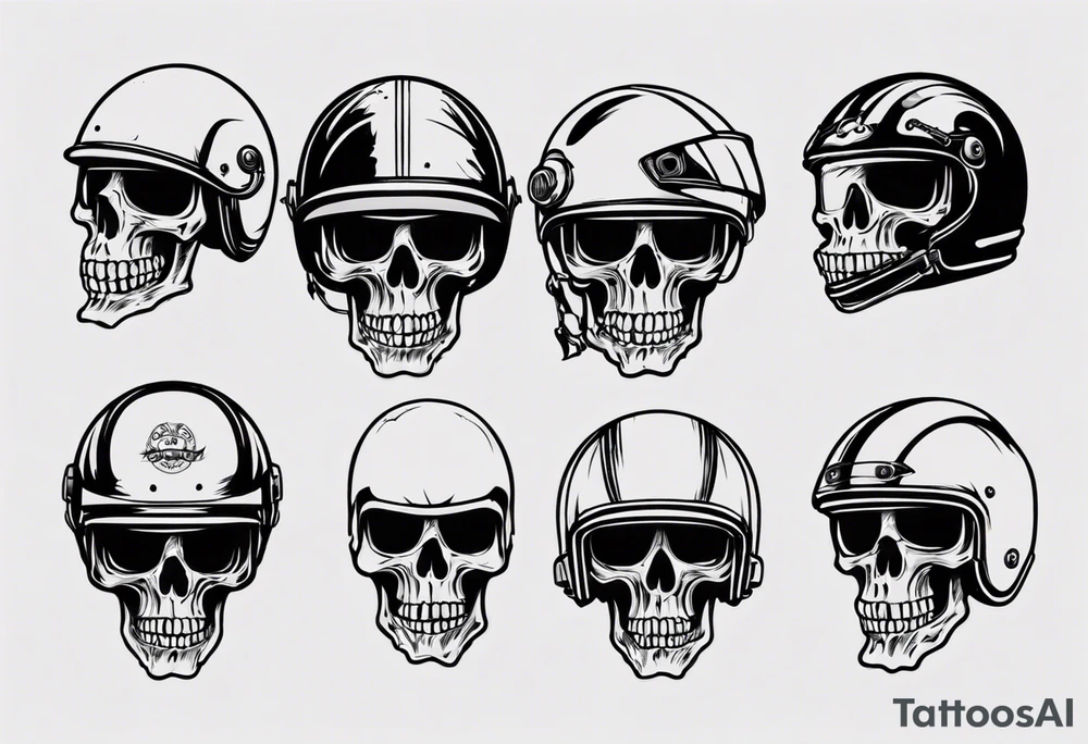 Skull with motorcycle helmet tattoo idea