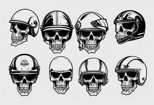 Skull with motorcycle helmet tattoo idea