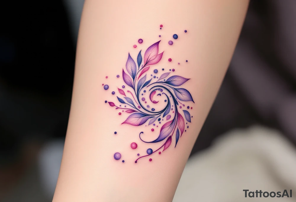 A pastel pink and lavender spiral with flowing petals, giving it a floral, dreamy appearance. tattoo idea