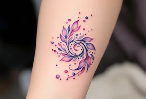 A pastel pink and lavender spiral with flowing petals, giving it a floral, dreamy appearance. tattoo idea