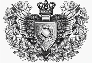 Collins family crest with Irish claddagh chest tattoo tattoo idea