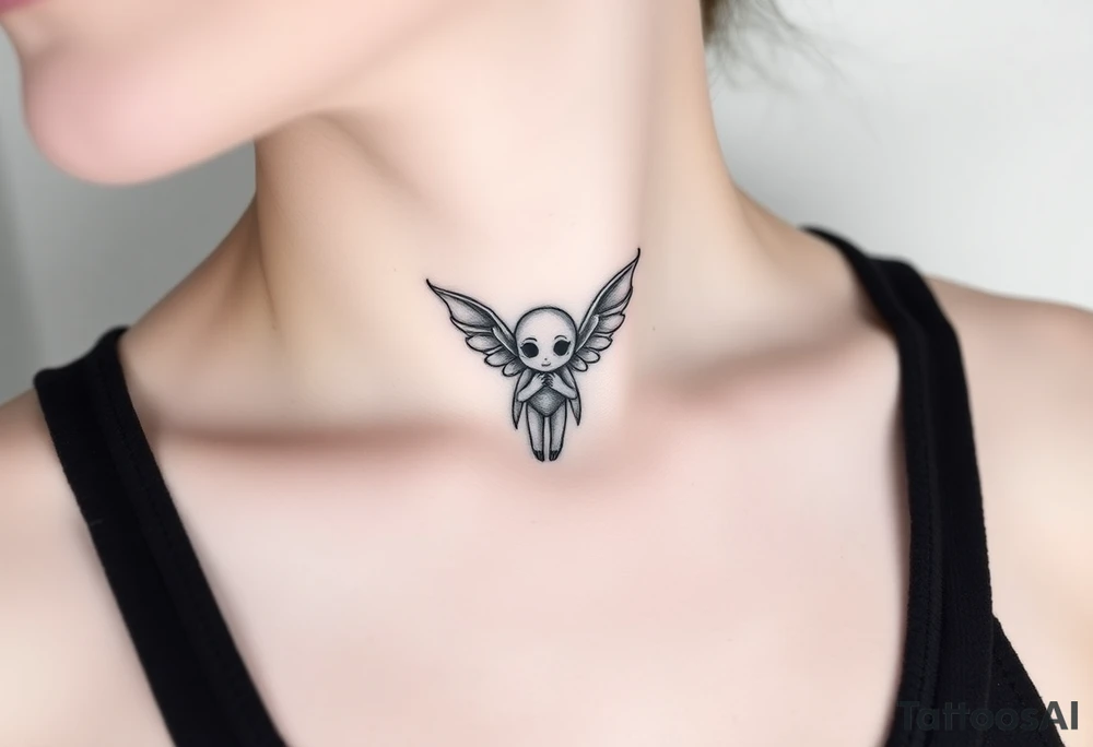Misfit tiny goblin with wings tattoo idea