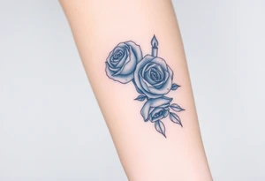 Blue, 2 roses, 2 candles tattoo idea