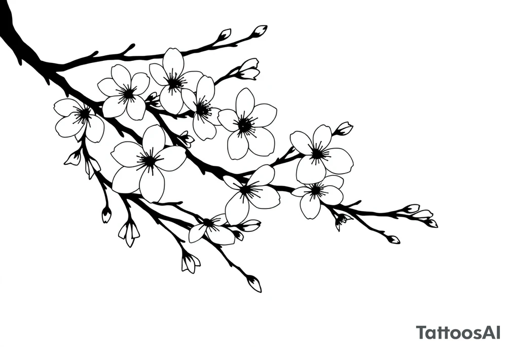 delicate cherry blossoms swirling in spring breeze with petals tattoo idea