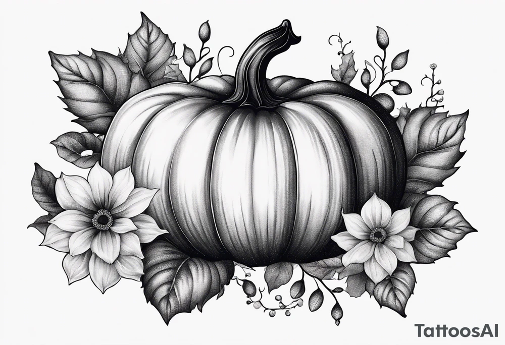 pumpkin with flowers tattoo idea