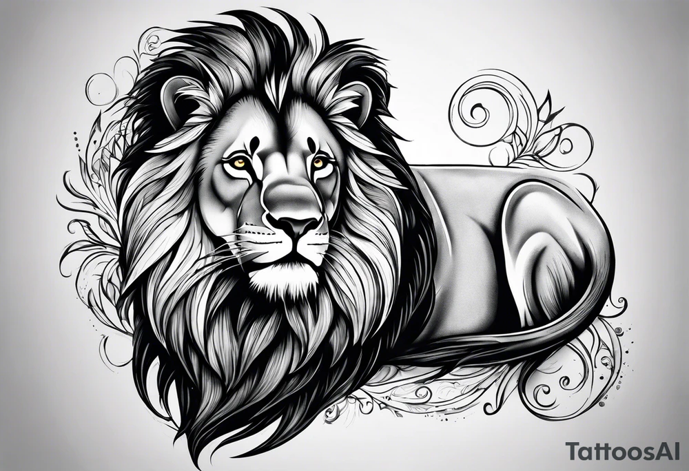 Small male lion with inspirational quote tattoo idea