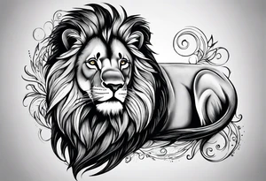 Small male lion with inspirational quote tattoo idea