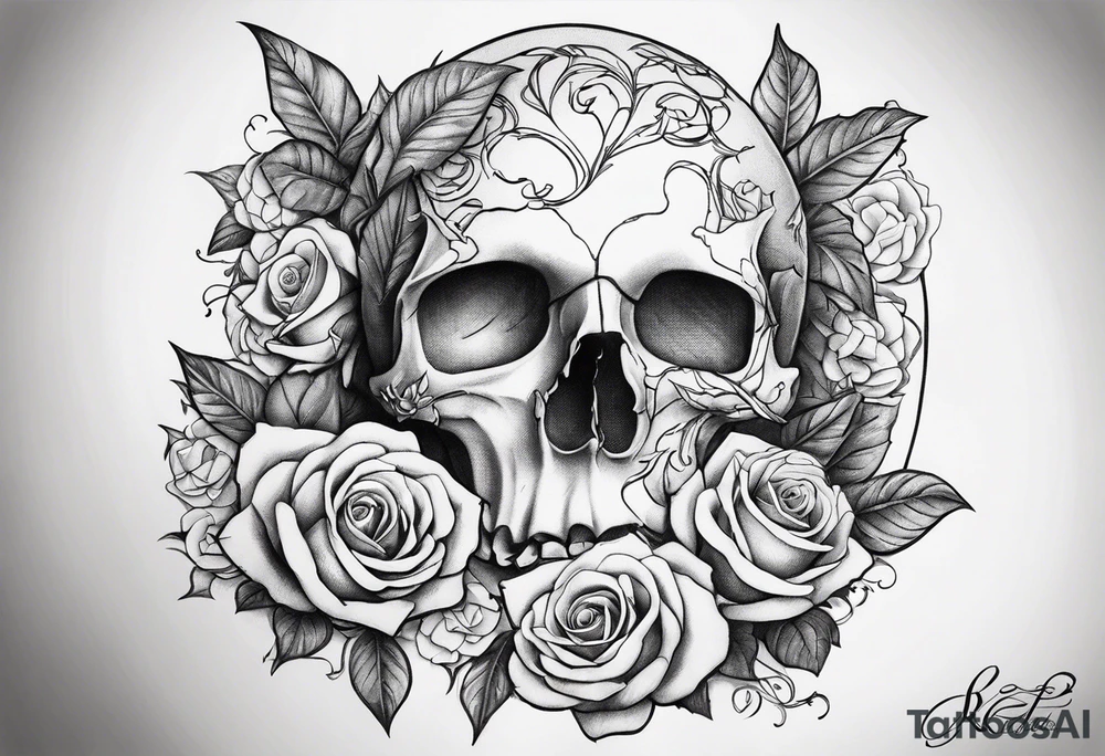 Broken sword wrapped in roses with an ivy background tattoo idea Broken sword wrapped in roses with an ivy background tattoo idea