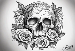 Broken sword wrapped in roses with an ivy background tattoo idea