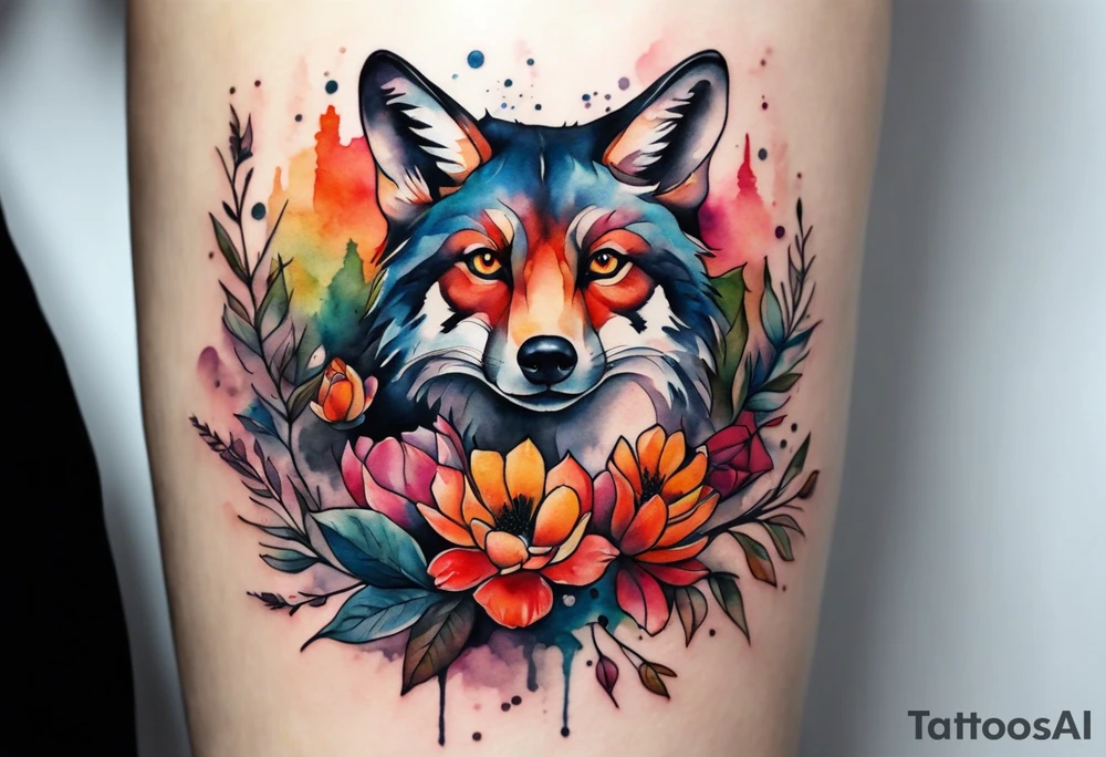 Watercolour style arm tattoo of animals and wildlife in Amsterdam tattoo idea