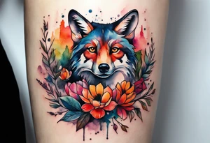 Watercolour style arm tattoo of animals and wildlife in Amsterdam tattoo idea