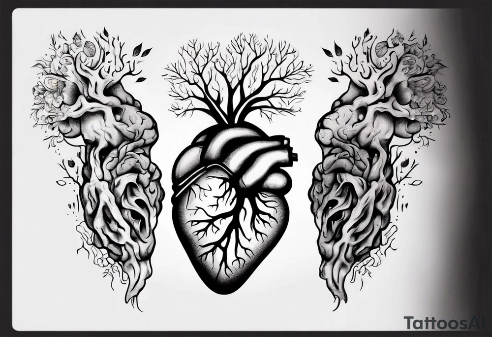Left half human brain and right half human heart tattoo idea Left half human brain and right half human heart tattoo idea